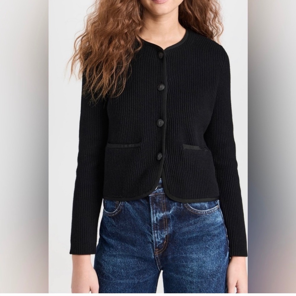 rag & bone Nancy Cardigan Black Merino Wool Blend Lady Jacket Sweater M classic